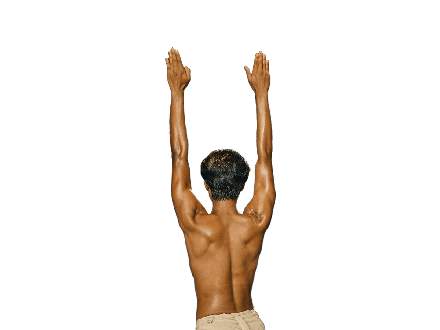 Rutviq — arms raised in disciplined posture